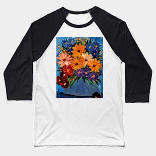 Some abstract mixed flowers in a glass vase. Baseball T-Shirt